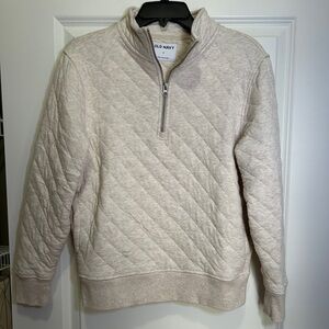 Old Navy Cream Zip Up Quilted Sweater